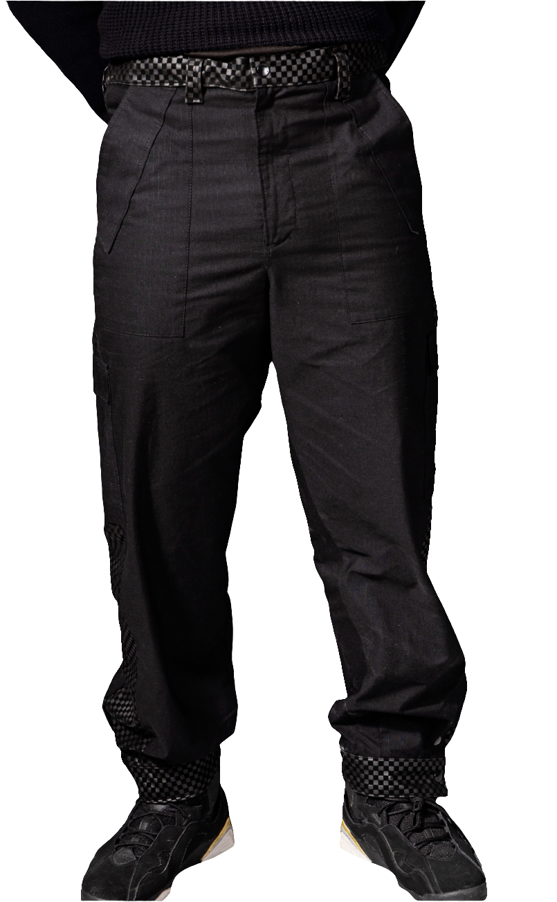Black Checkered Cargo pants